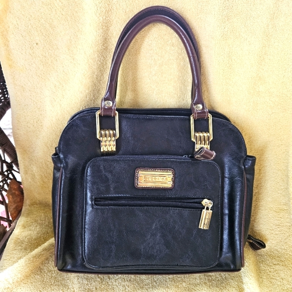 Vintage 90s Capezio 2-tone Black and Brown Compact Satchel Handbag